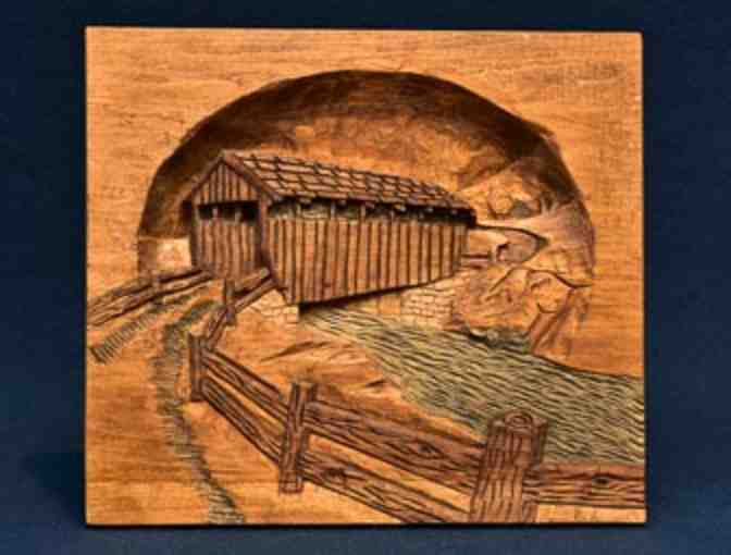 Carving: Norman Stauffer hand carved Covered Bridge, scene #2