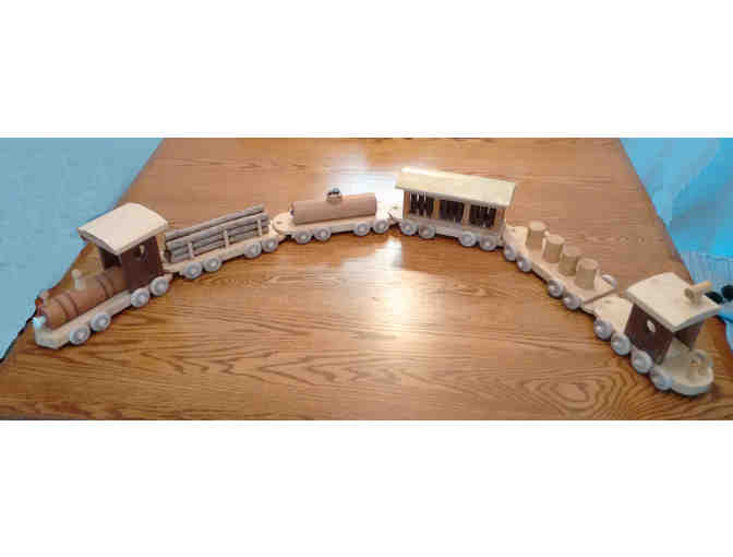 Hand-made wooden toy train by Mervin Swartzentruber