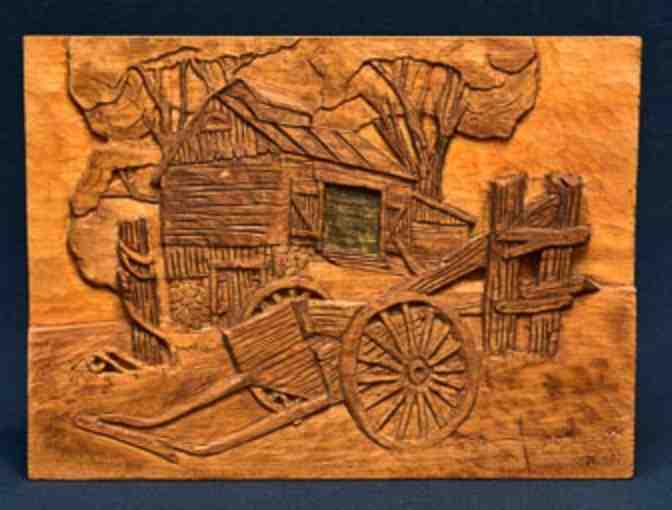 Carving: Norman Stauffer hand-carved country scene #1