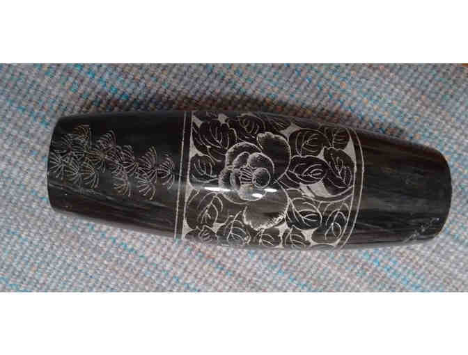 Hand carved, black marble vase