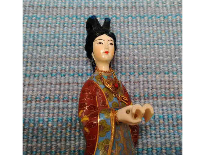 Vintage Chinese cloisonne Court Lady Statue #1