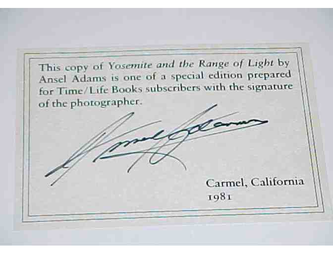 Ansel Adams autographed book