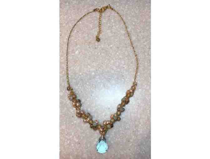 Pastel Pearl, Crystal and Stone Necklace on Braided Gold Silk Thread