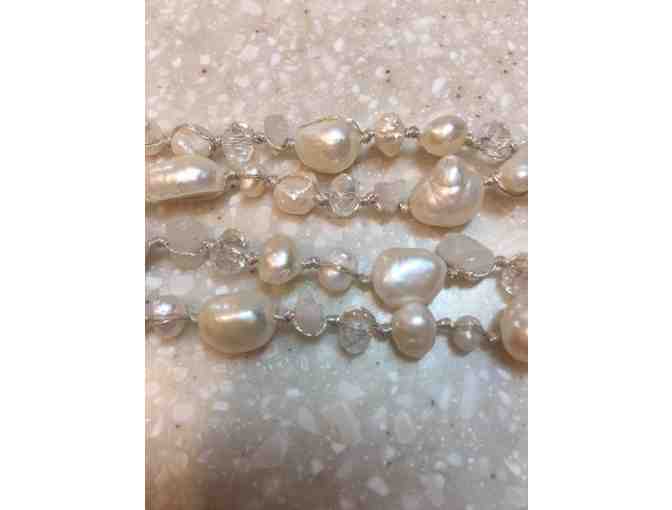 White Pearl, Crystal and Stone Bracelet