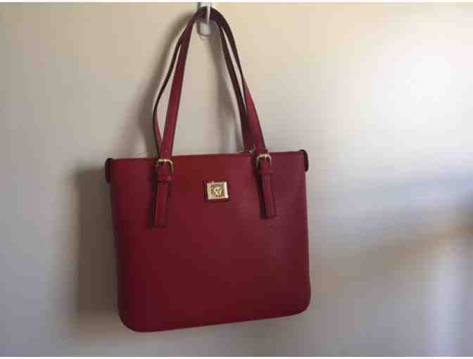 ANNE KLEIN-FAUX RED LEATHER TOTE - Photo 1