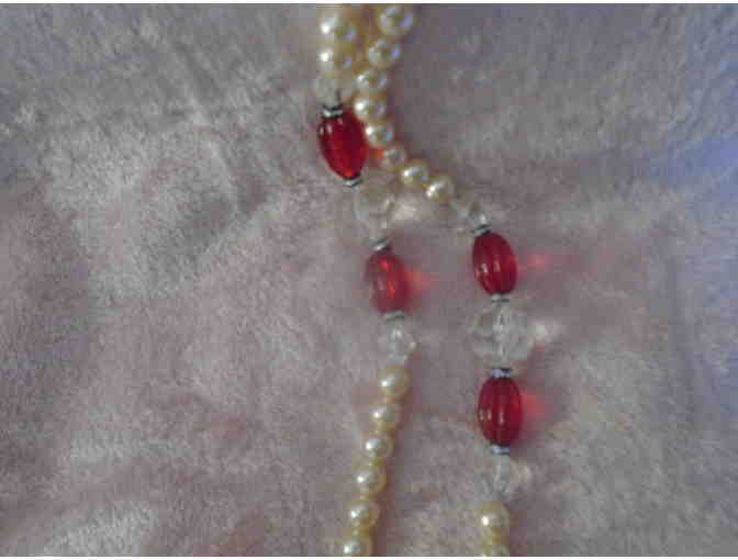 Pearl and Red bead necklace