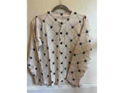 CARDIGAN SWEATER WITH PAWS PRINTS-SIZE L