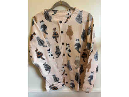 CARDIGAN SWEATER-PEACH COLOR WITH CATS-SIZE XL