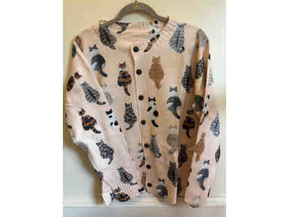 CARDIGAN SWEATER-PEACH COLOR WITH CATS-SIZE L