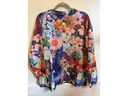 CARDIGAN SWEATER-BRIGHT FLORAL PRINT SIZE XL