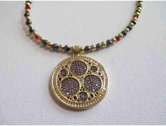 Gold-Plated Crystal Pendant Necklace