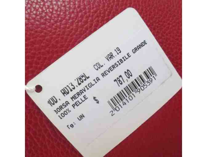 Cruciani Large Leather Reversible Tote/Purse in Crimson and Orange