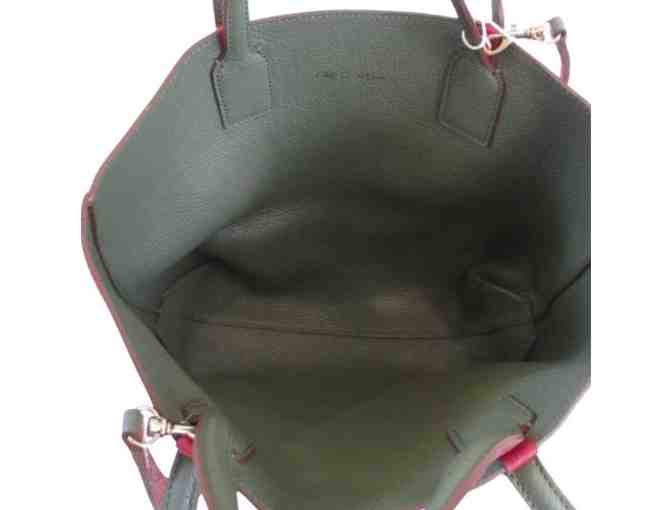 Cruciani Medium Leather Reversible Tote/Purse in Olive and Crimson