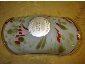 Murano Blown White Crystal Art Dish