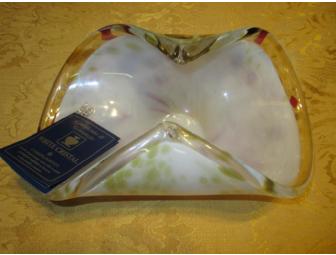 Murano Blown White Crystal Art Dish
