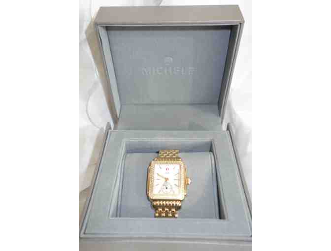 Deco 16 Diamond Gold Michele Watch Donated by Kranich's Jewelers