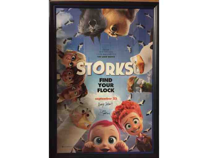 Framed Storks Film Poster Signed by Co-Director & State College Native Doug Sweetland