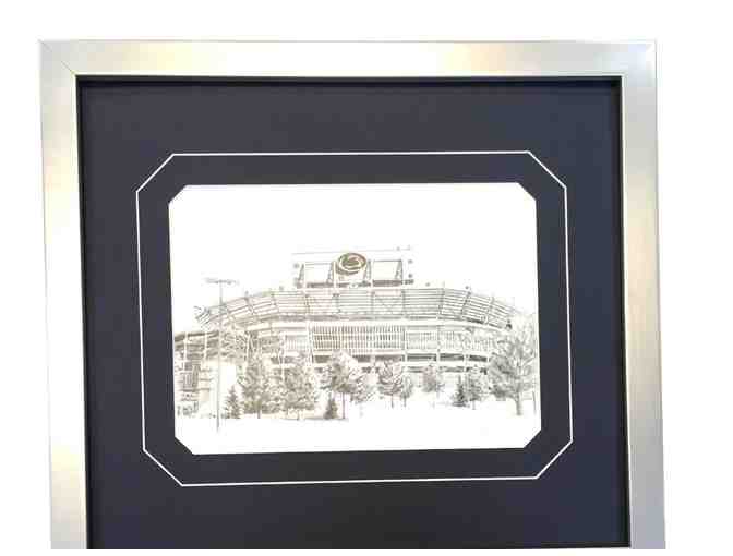 WE ARE... Penn State Icons - Two (2) Beautiful Custom Framed Graphite Art Pieces