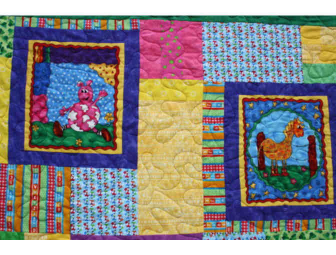 Twin Size Funny Farm Bright Flannel Handmade Quilt