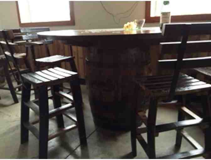 JACK DANIEL BARREL TABLE AND MATCHING CHAIRS