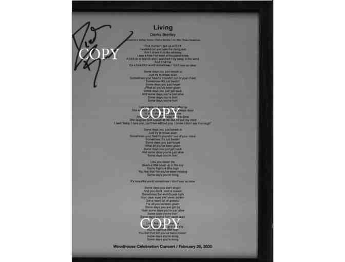 Dierks Bentley Autographed Lyrics - "Living" - Photo 1
