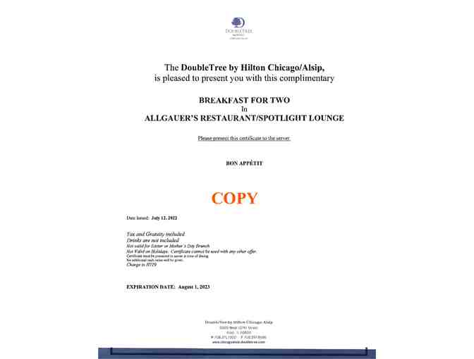 DoubleTree by Hilton Chicago Alsip - Overnight Stay with Breakfast for Two