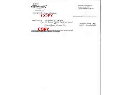 Fairmont Chicago Two Night Stay in a Gold Room with $250 Certificate at Toro