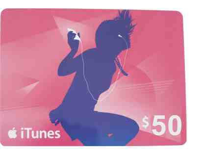 $50 iTunes card and table speaker