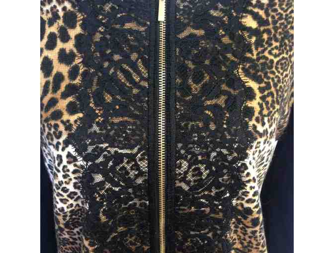 Chico's Leopard and Lace Zip-Up Cardigan