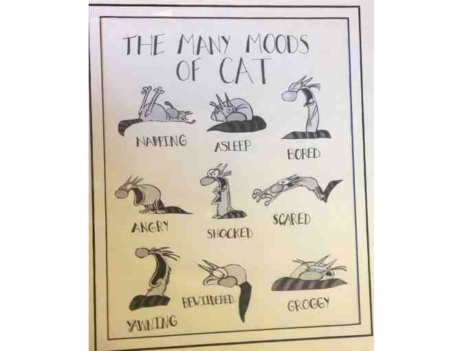 'The Many Moods of Cat' lithograph