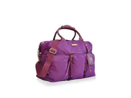 Adrienne Vittadini Multi-Pocket Travel Light Nylon Purple Duffle