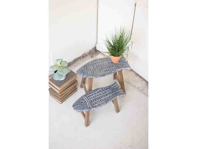Wooden accent fish stools - Photo 1