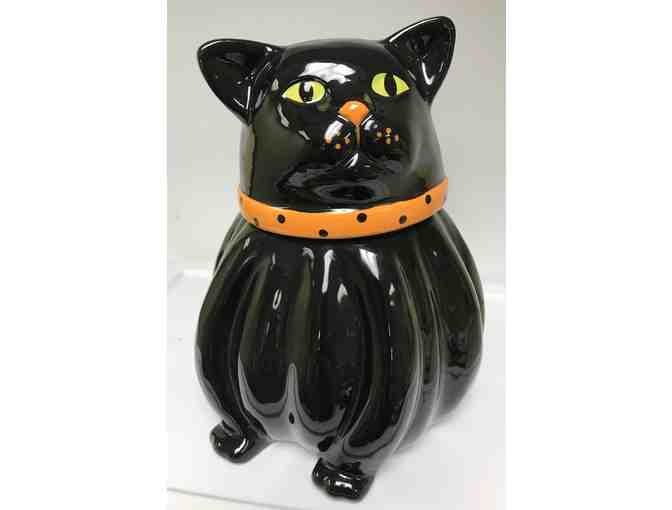 BLACK CAT CERAMIC COOKIE JAR - Photo 1
