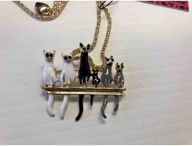Betsey Johnson Five Cats on a Fence Pendant/Necklace - Photo 1