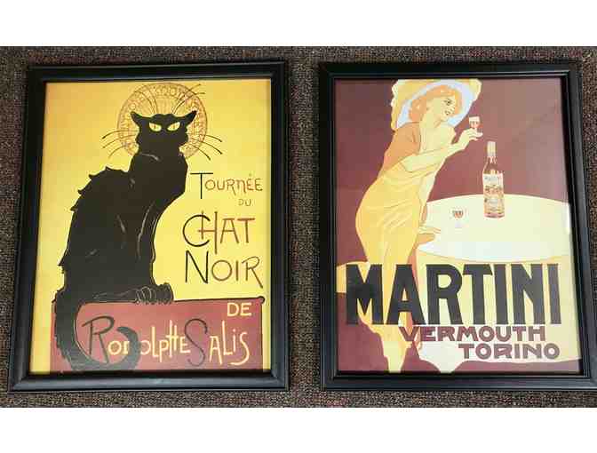 Chat Noir & Martini Framed Vintage Prints