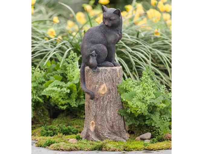 Cat and Mouse on a Stump Garden Sculpture