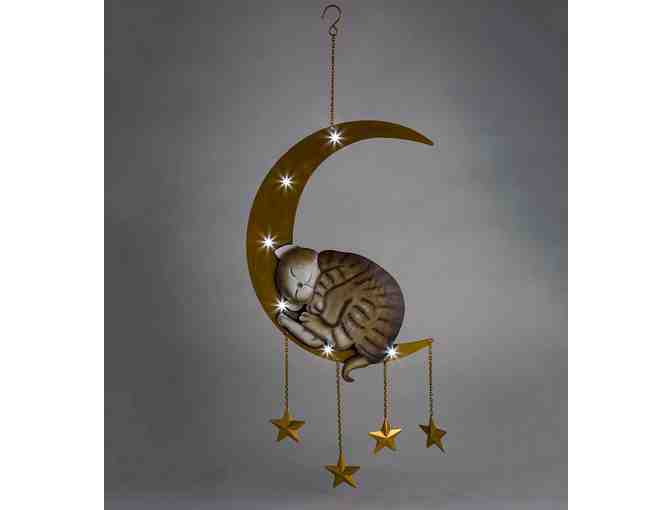 Lighted Hanging Metal Moon with Cat Indoor/Outdoor Decoration