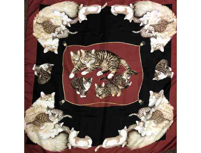 Cats & Kittens Vintage Scarf - Red & Black