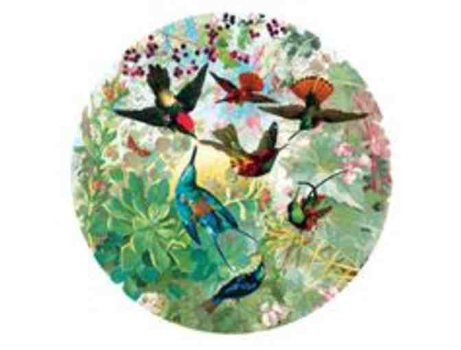 Two ROUND 500 Piece Jigsaw Puzzles - Hummingbirds & Flowers
