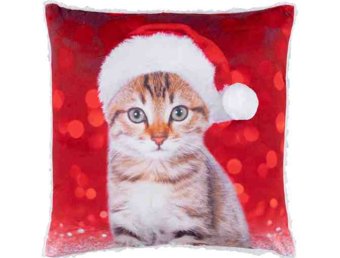 Christmas Kitty Sherpa Pillow & Throw Blanket