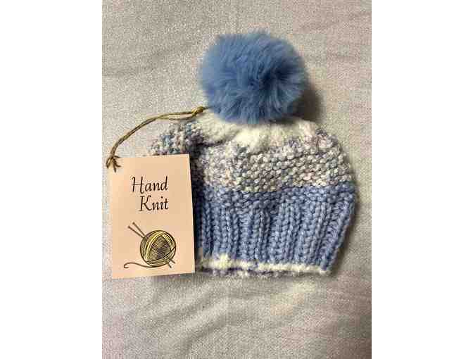 Hand-Knit Winter Hat, Blue - Toddler - Photo 1