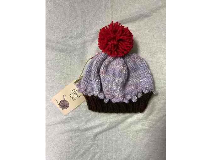 Hand-Knit Winter Hat, Purple Cupcake - Toddler - Photo 1