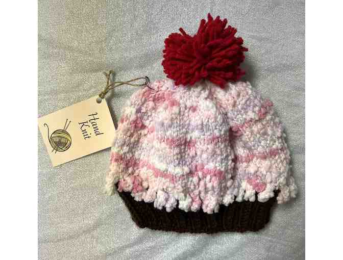 Hand-Knit Winter Hat, Pale Pink Cupcake - Toddler - Photo 1
