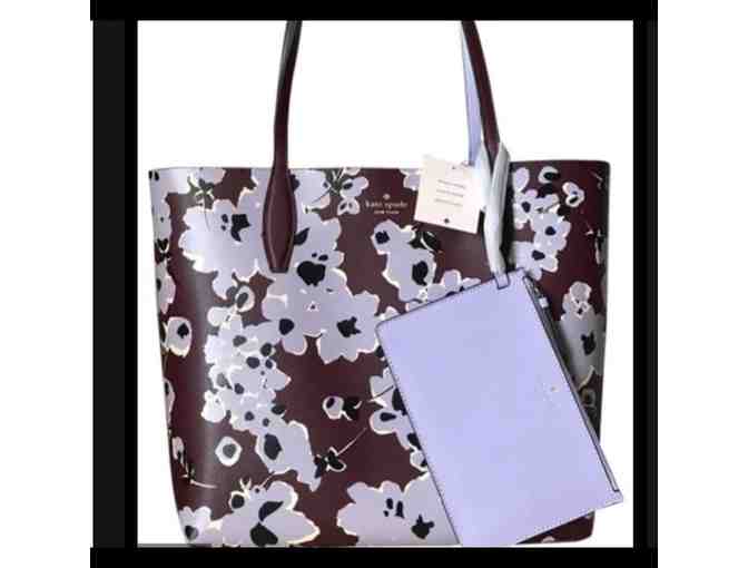 New Kate Spade large Purple Floral Tote Bag and Wristlet - Photo 1