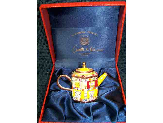 Miniature Hand-Painted Collectible Enamel Kitty Teapot