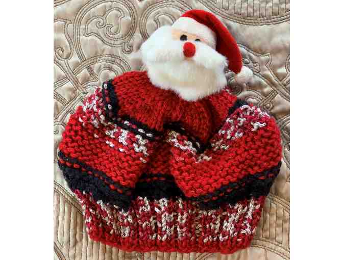 Hand-Knit Child's Winter Hat with Santa Topper