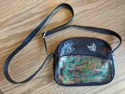 Hand Painted Handbag - Black with Butterflies