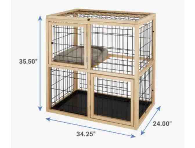 2-Level Collapsible Wood & Wire Cat Cage Playpen