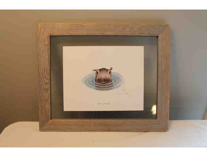 Two (2) Framed illustrations by Loren Long of Cincinnnati Zoo 'Fiona'