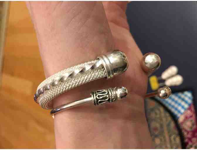 Laotian silver jewelry - 2 bracelets plus earrings